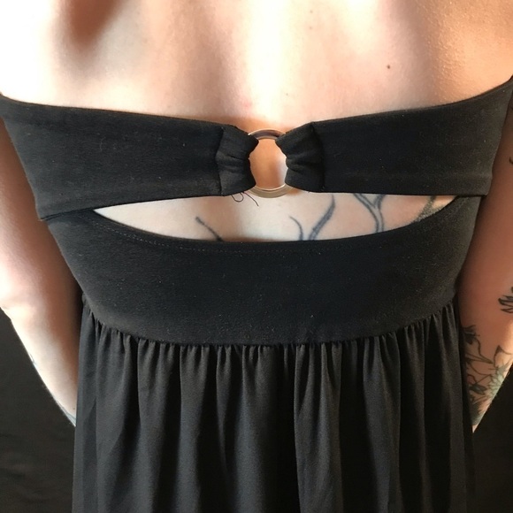 🖤💞2B BEBE STRAPLESS MAXI DRESS SIZE MED W BEAUTIFUL GEO DESIGN CENTER!💞🖤 - Picture 5 of 8